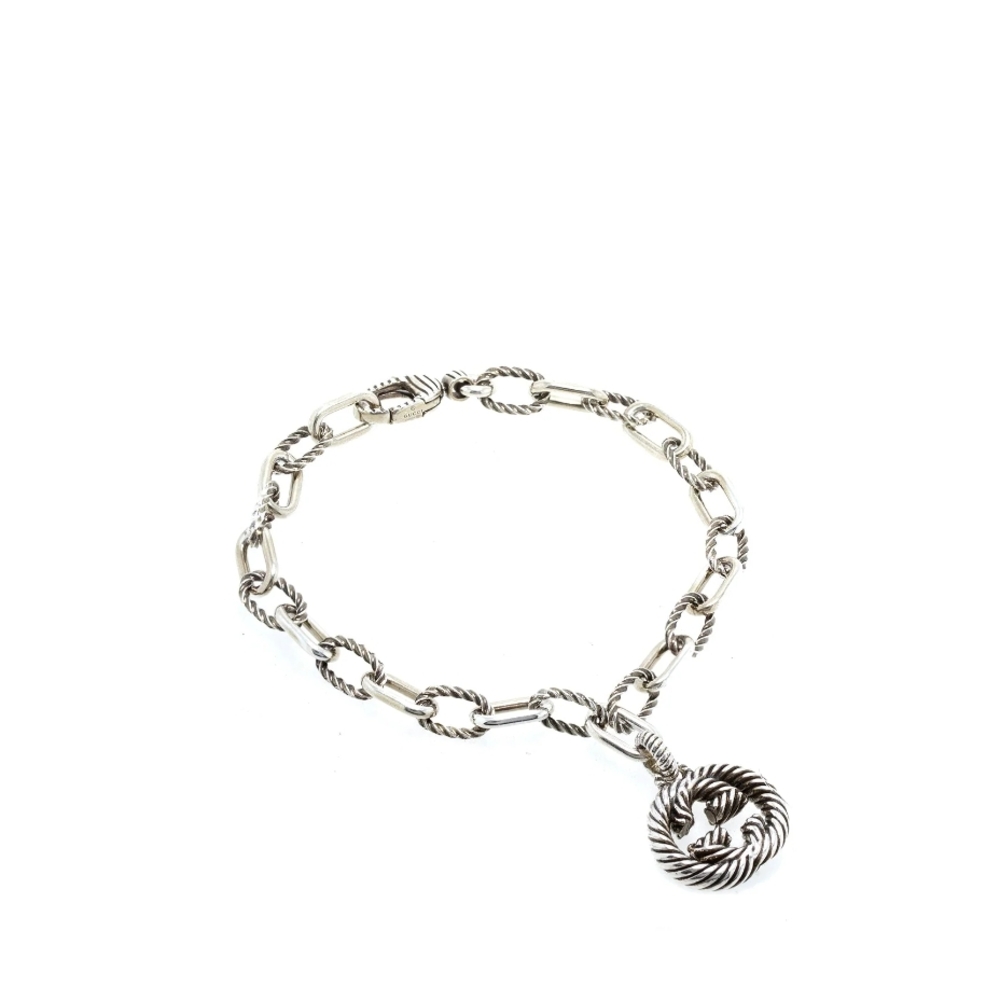 Gucci Silver Chain Bracelet with Medallion Charm